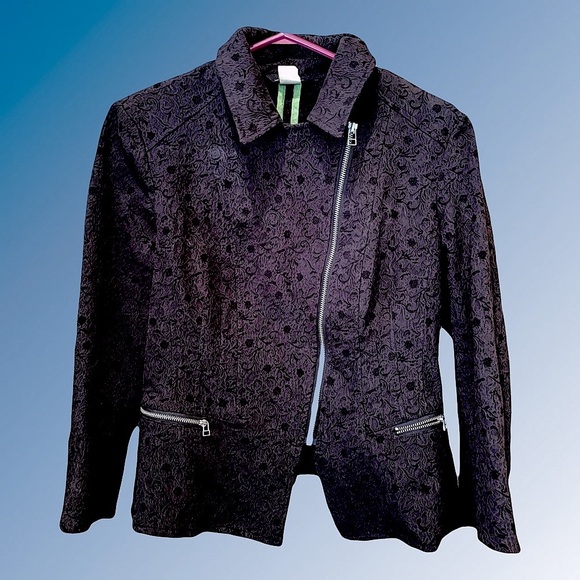 Renuar Black Textured Women's Blazer Pockets Dark Academia Preppy Vampire Witchy - Picture 12 of 13